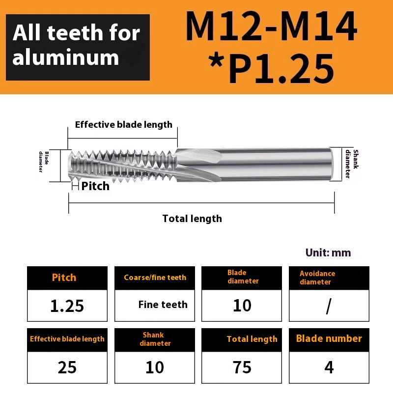 2136-65° aluminum with colorful thread milling cutter lengthened single tooth three-tooth full thread machining center tungsten carbide milling cutter M3M4M5 Shandong Denso Pricision Tools Co.,Ltd.